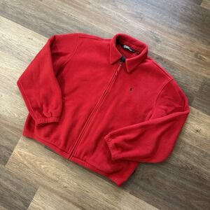 Polo Ralph Lauren Jacket Mens XL Red Fleece‎ Pony Harrington Bi Swing Polartec